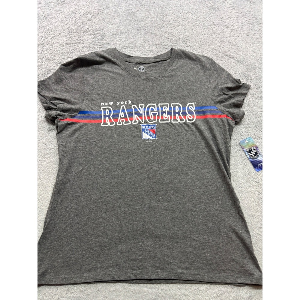 New York Rangers NHL Womens Shirt Heather Grey Graphic Tee Large 12/14‎ NWT